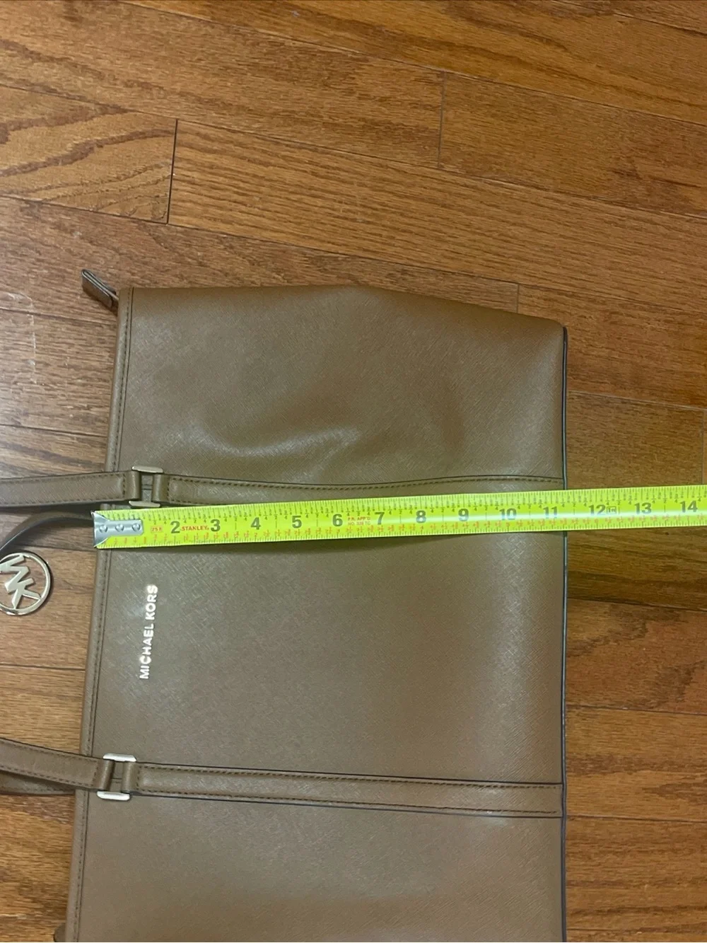 Michael Kors Camel Brown Saffiano Leather Tote with MK Charm